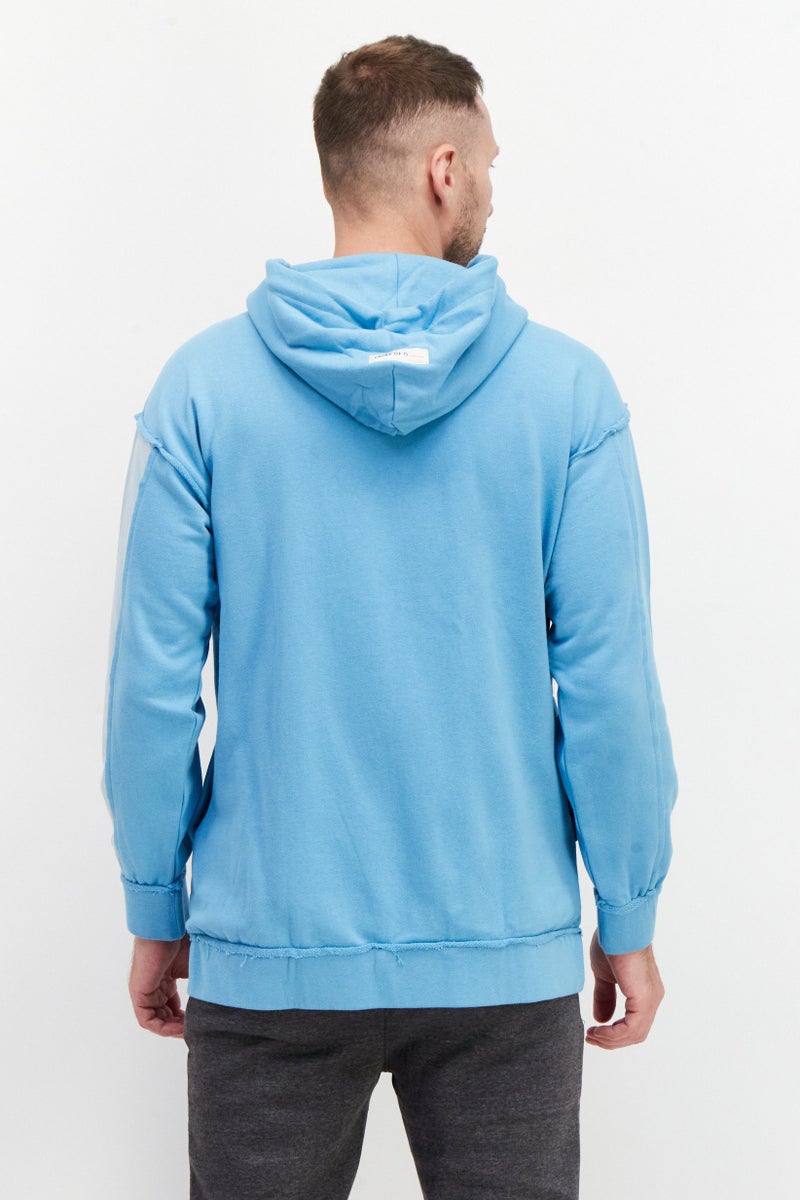 TRIBE OF 6 Men Graphic Full Zip Long Sleeves Hoodie, Aqua Blue - Image 4